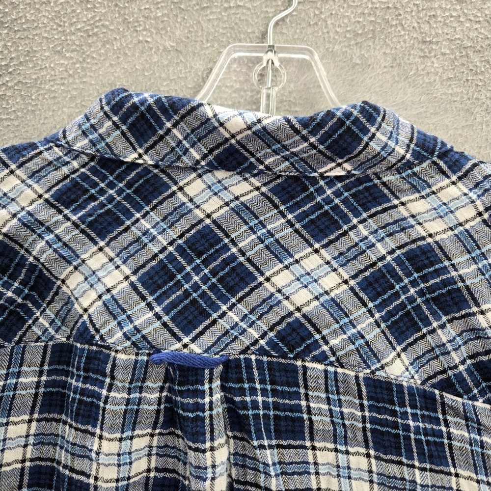 KUT Women Top Large Blue Tartan Plaid Snap Button Up Pockets Long Sleeve READ - Picture 9 of 11